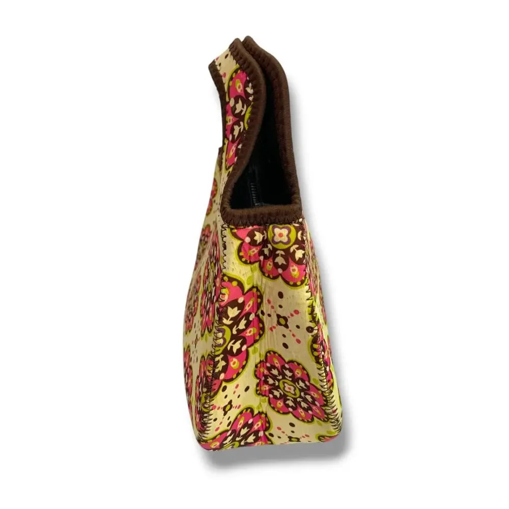 Neoprene Lunch Tote Yellow Pink Floral Handles 8